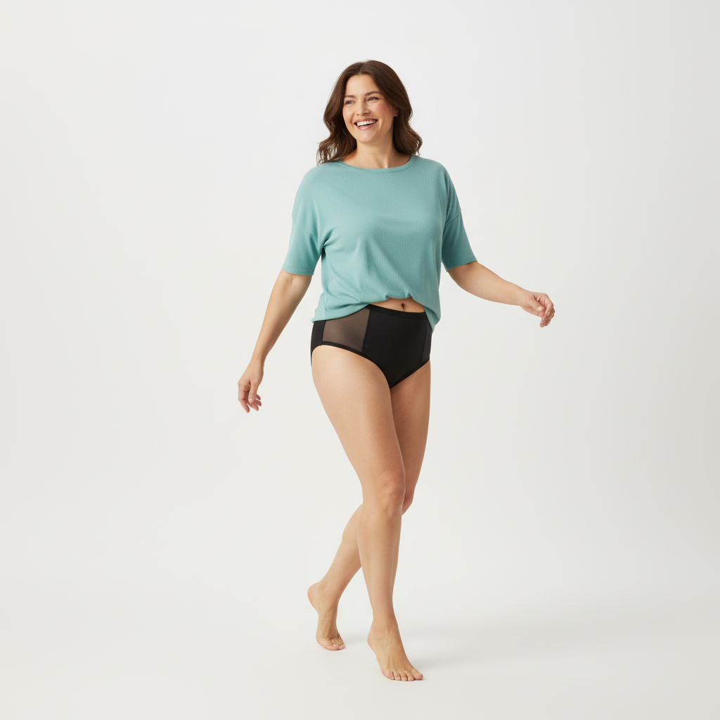 Mannequin portant une culotte taille haute anti fuite urinaire - pack de 1 disponible - Eliva