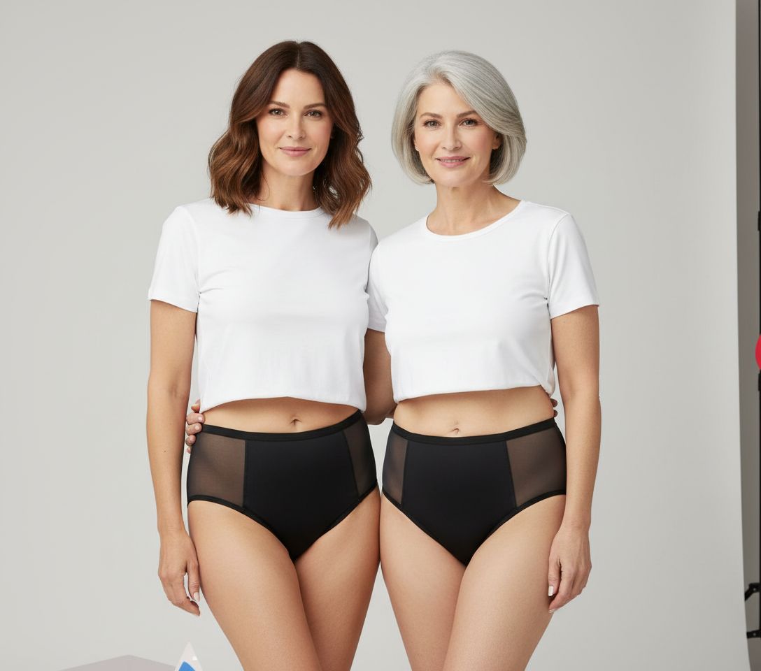 Femme portant une culotte anti-fuite Eliva – Protection urinaire discrète